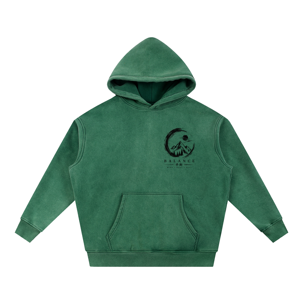 Snow Wash Fleece Oversize Hoodie - Balance Graphic