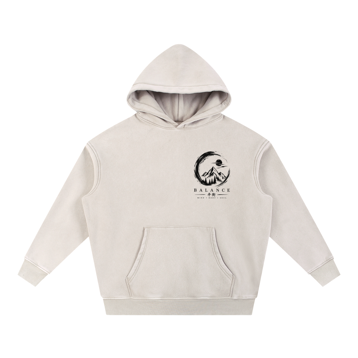 Snow Wash Fleece Oversize Hoodie - Balance Graphic