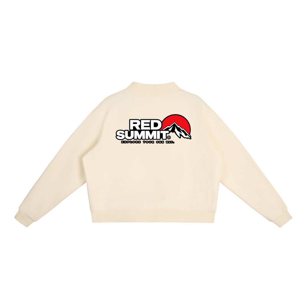 Red Summit Graphic - Essential Fleece Mock-Neck Crew Sweatshirt