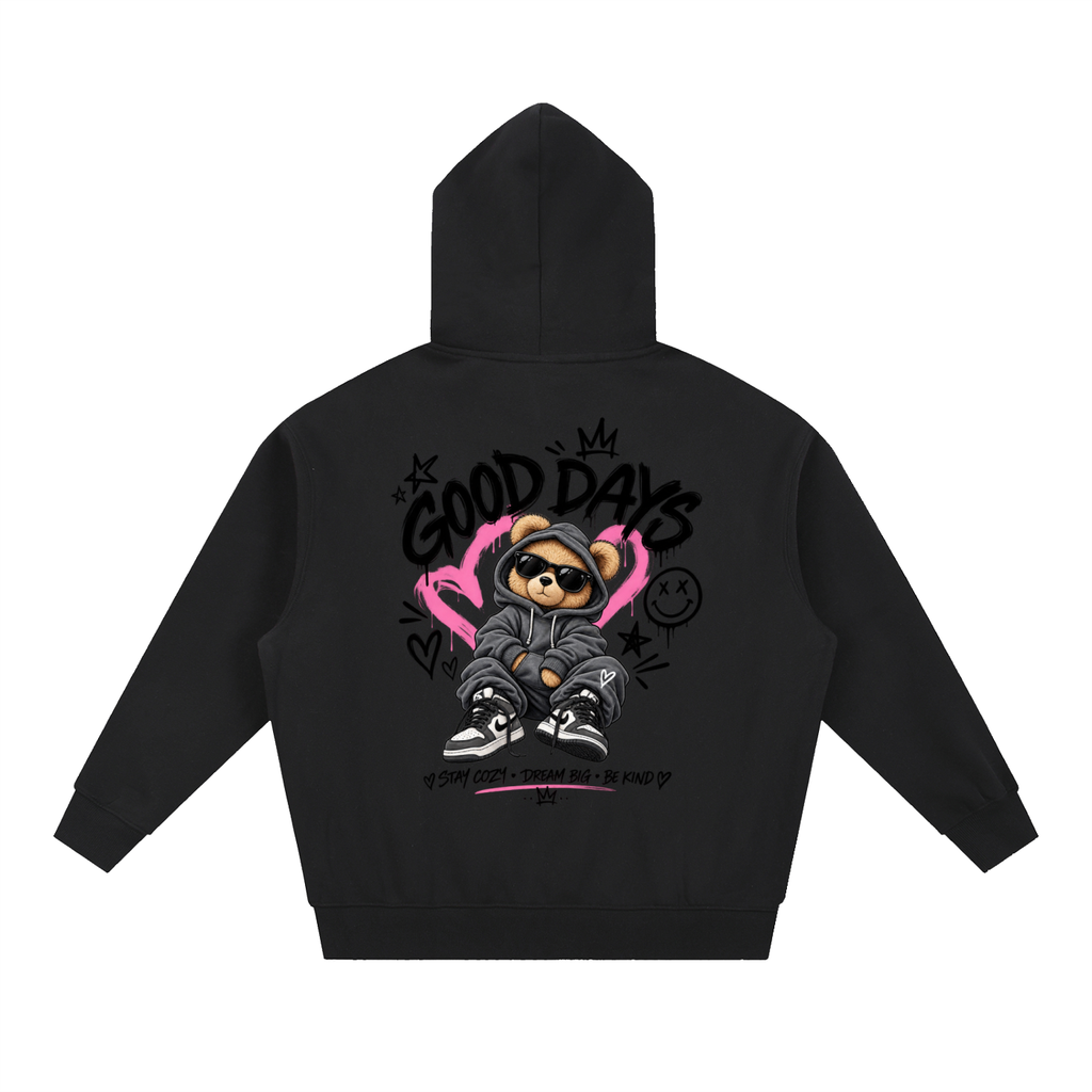 Essential Oversized Boxy Fit Fleece Hoodie - Good Days Graphic