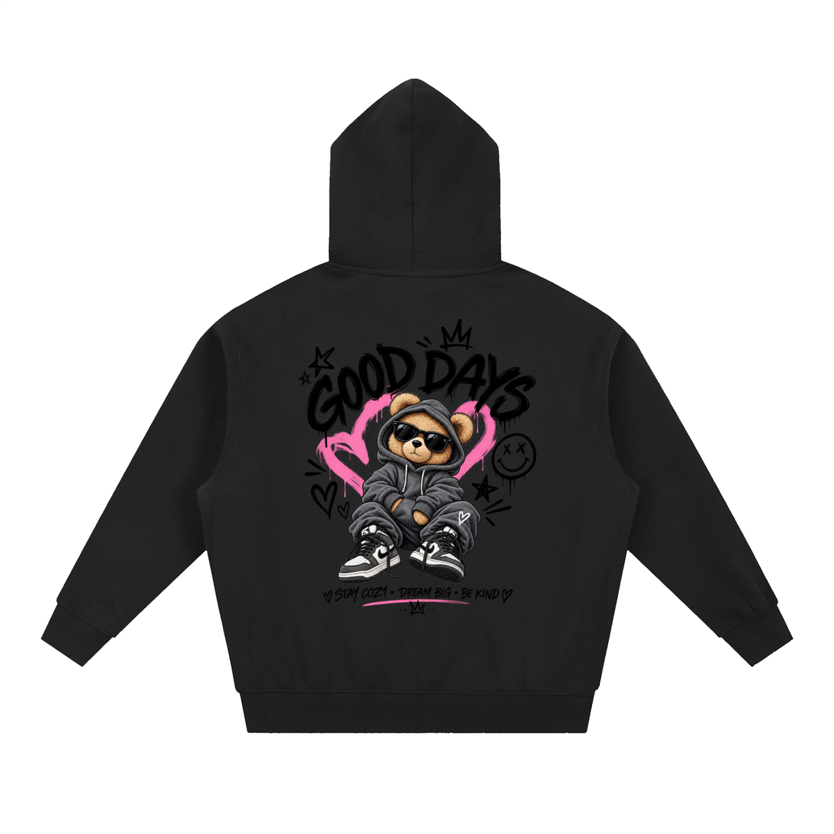 Essential Oversized Boxy Fit Fleece Hoodie - Good Days Graphic