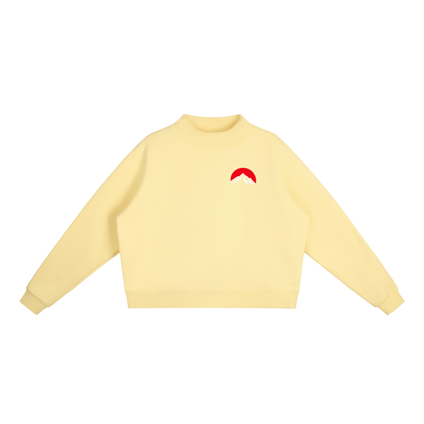 Red Summit Graphic - Essential Fleece Mock-Neck Crew Sweatshirt