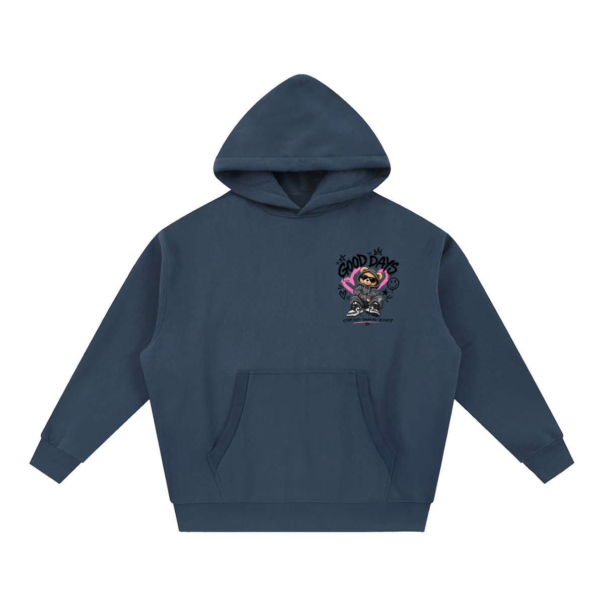 Essential Oversized Boxy Fit Fleece Hoodie - Good Days Graphic