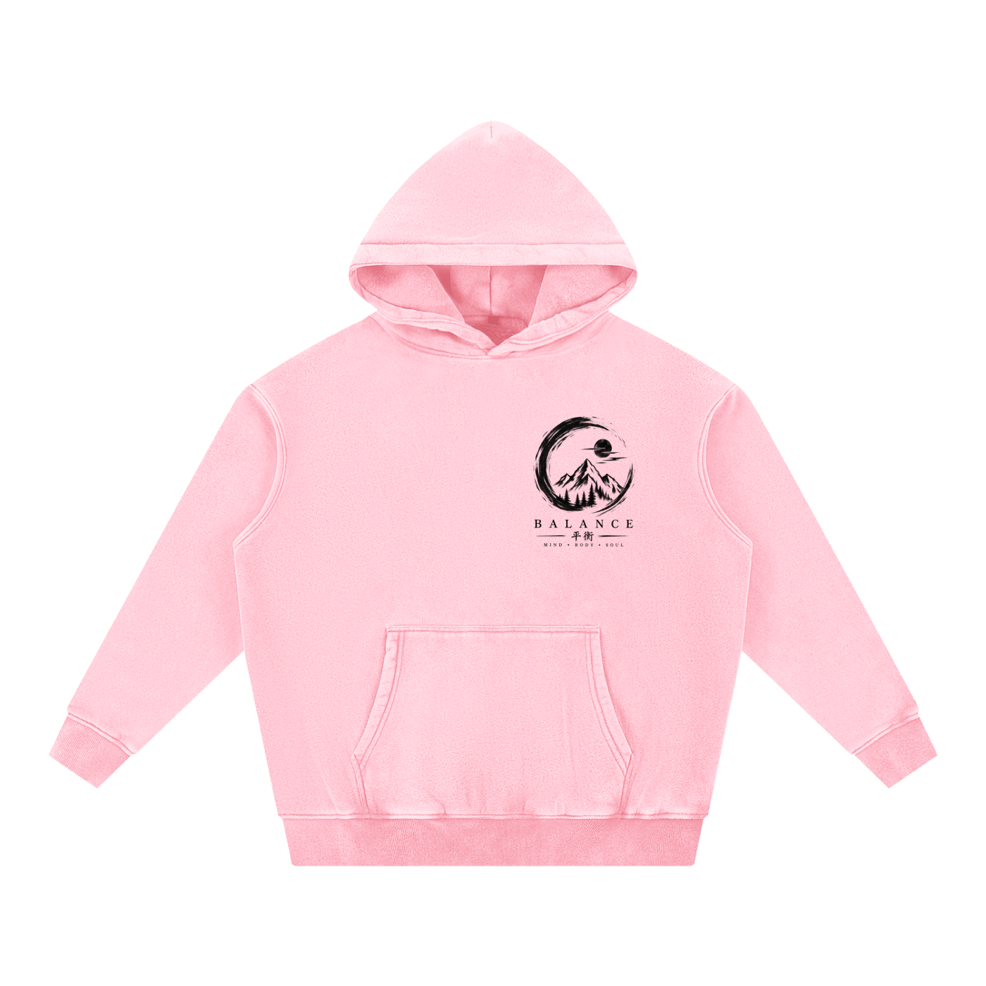 Snow Wash Fleece Oversize Hoodie - Balance Graphic