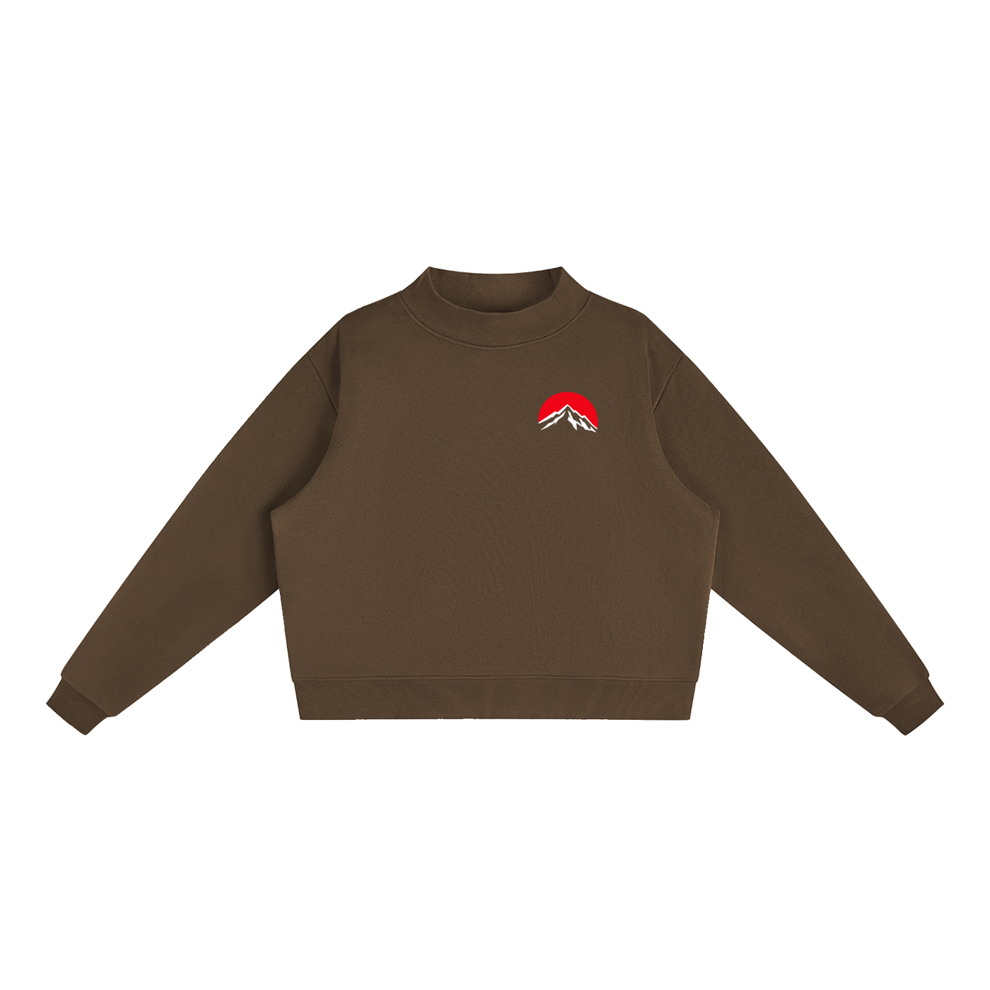 Red Summit Graphic - Essential Fleece Mock-Neck Crew Sweatshirt