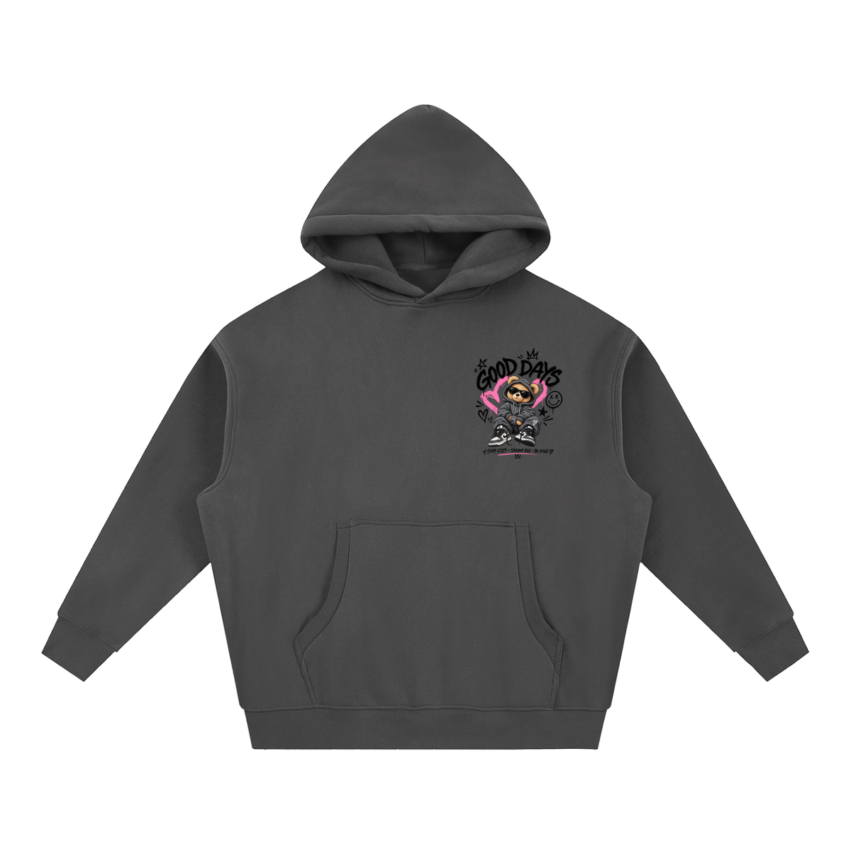 Essential Oversized Boxy Fit Fleece Hoodie - Good Days Graphic