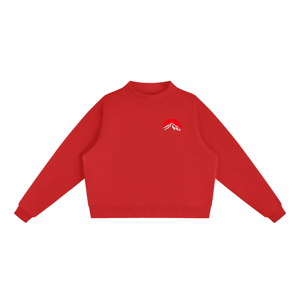 Red Summit Graphic - Essential Fleece Mock-Neck Crew Sweatshirt