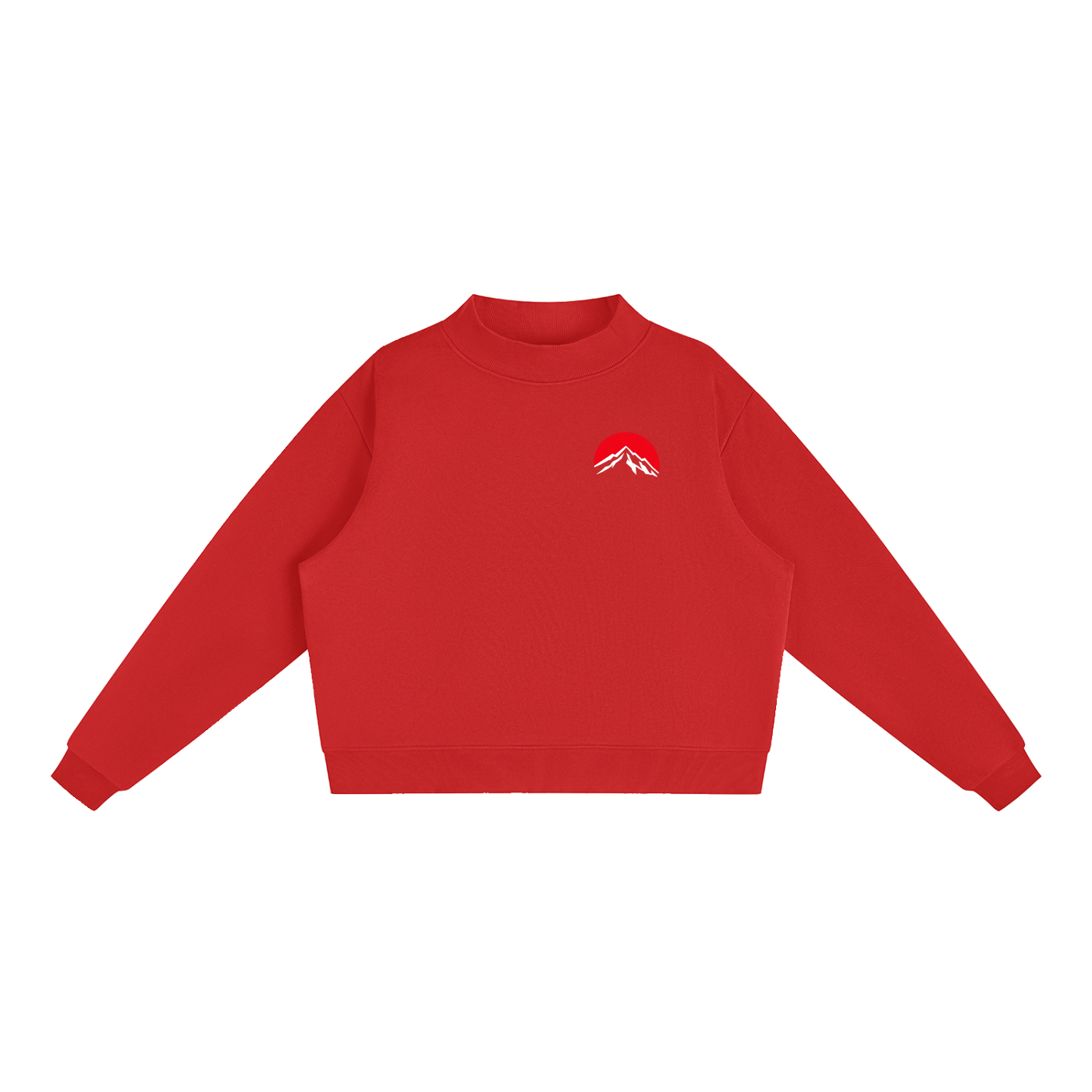 Red Summit Graphic - Essential Fleece Mock-Neck Crew Sweatshirt