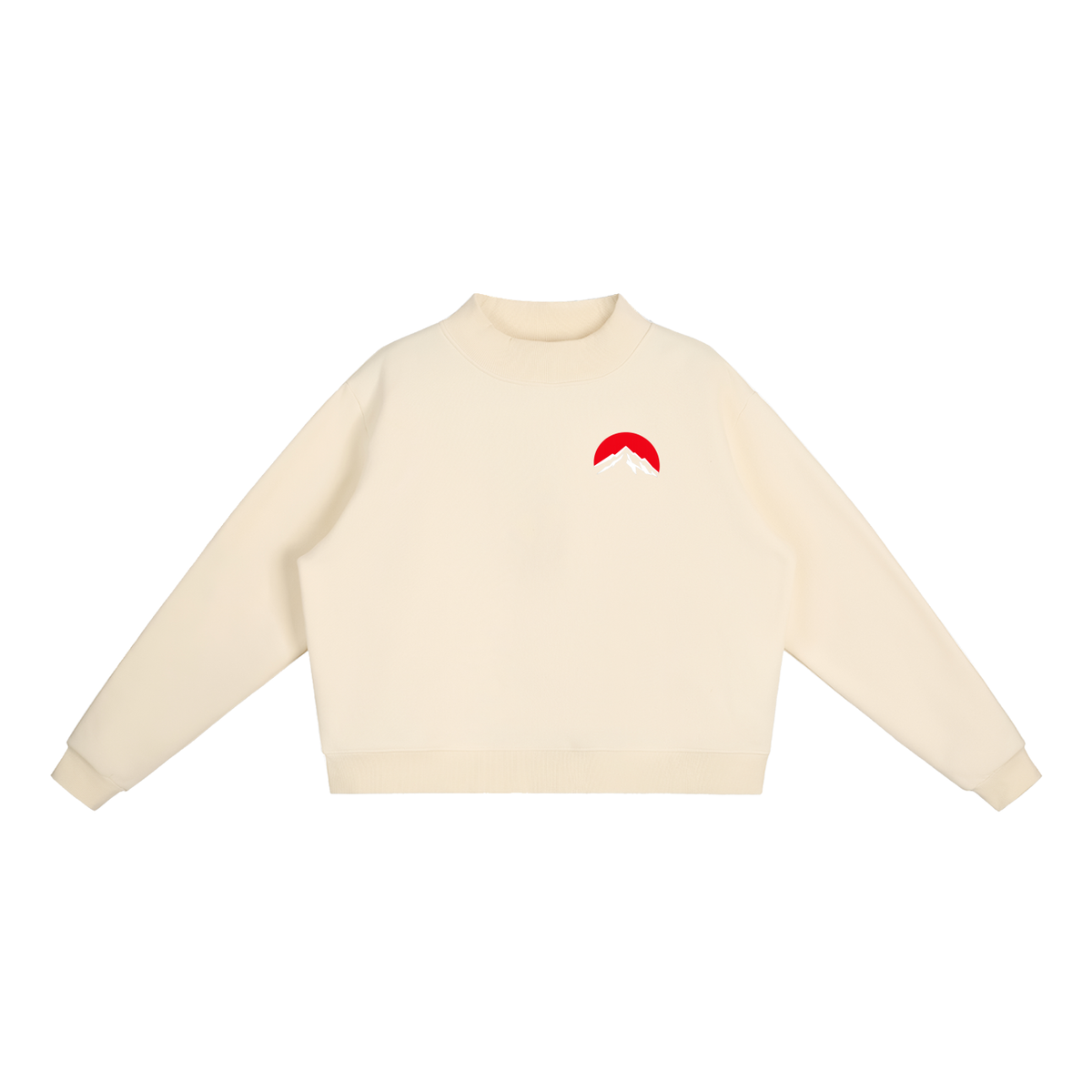 Red Summit Graphic - Essential Fleece Mock-Neck Crew Sweatshirt