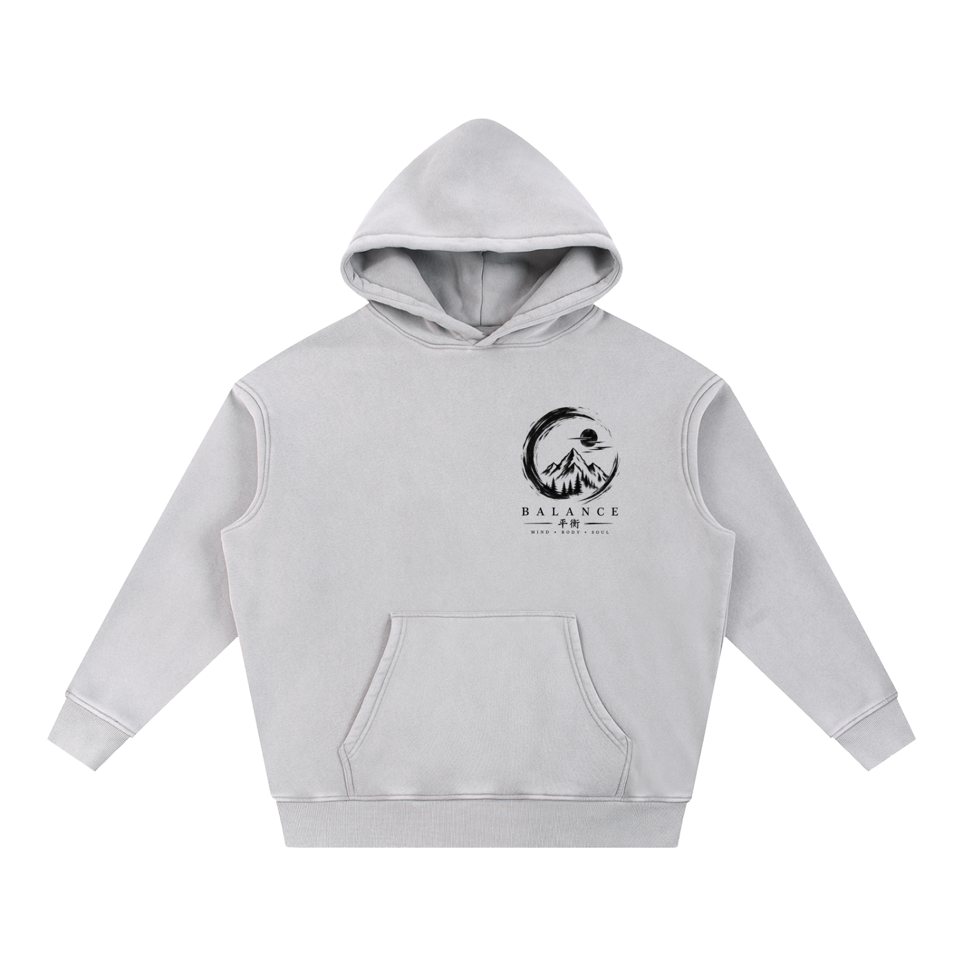 Snow Wash Fleece Oversize Hoodie - Balance Graphic