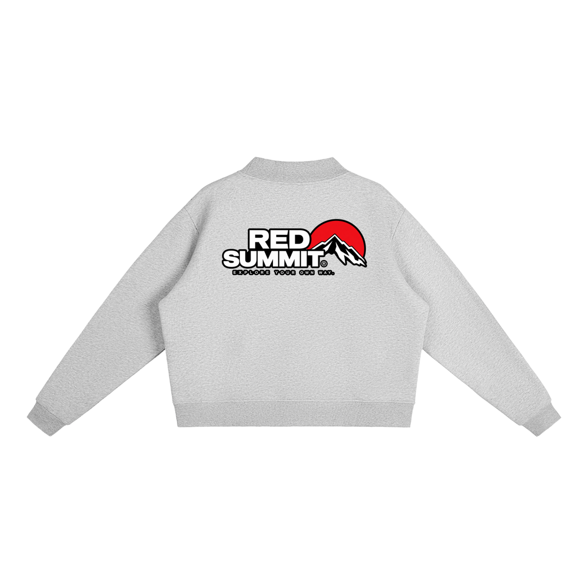Red Summit Graphic - Essential Fleece Mock-Neck Crew Sweatshirt