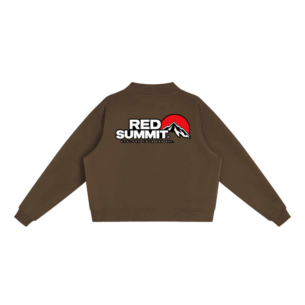 Red Summit Graphic - Essential Fleece Mock-Neck Crew Sweatshirt