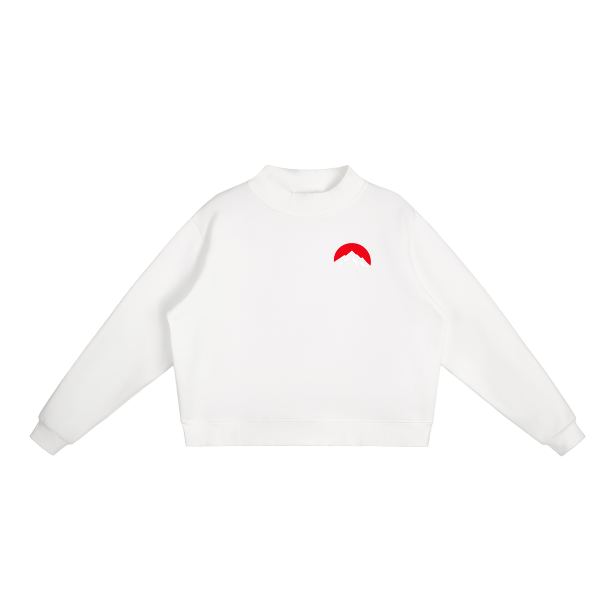 Red Summit Graphic - Essential Fleece Mock-Neck Crew Sweatshirt