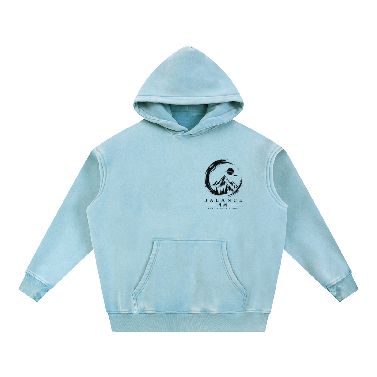 Snow Wash Fleece Oversize Hoodie - Balance Graphic