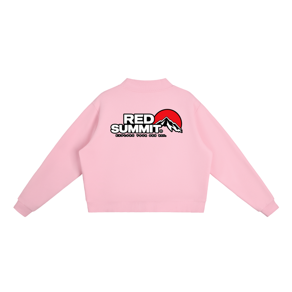 Red Summit Graphic - Essential Fleece Mock-Neck Crew Sweatshirt