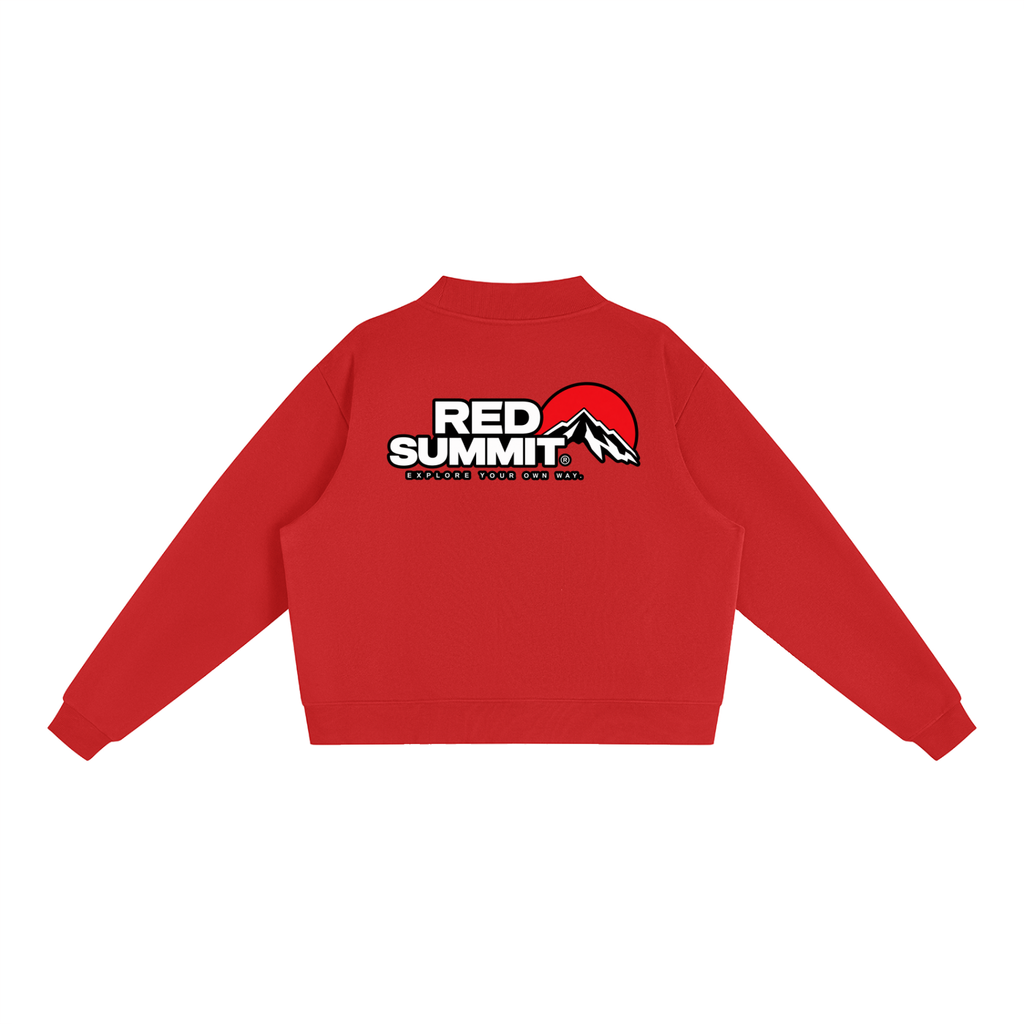 Red Summit Graphic - Essential Fleece Mock-Neck Crew Sweatshirt