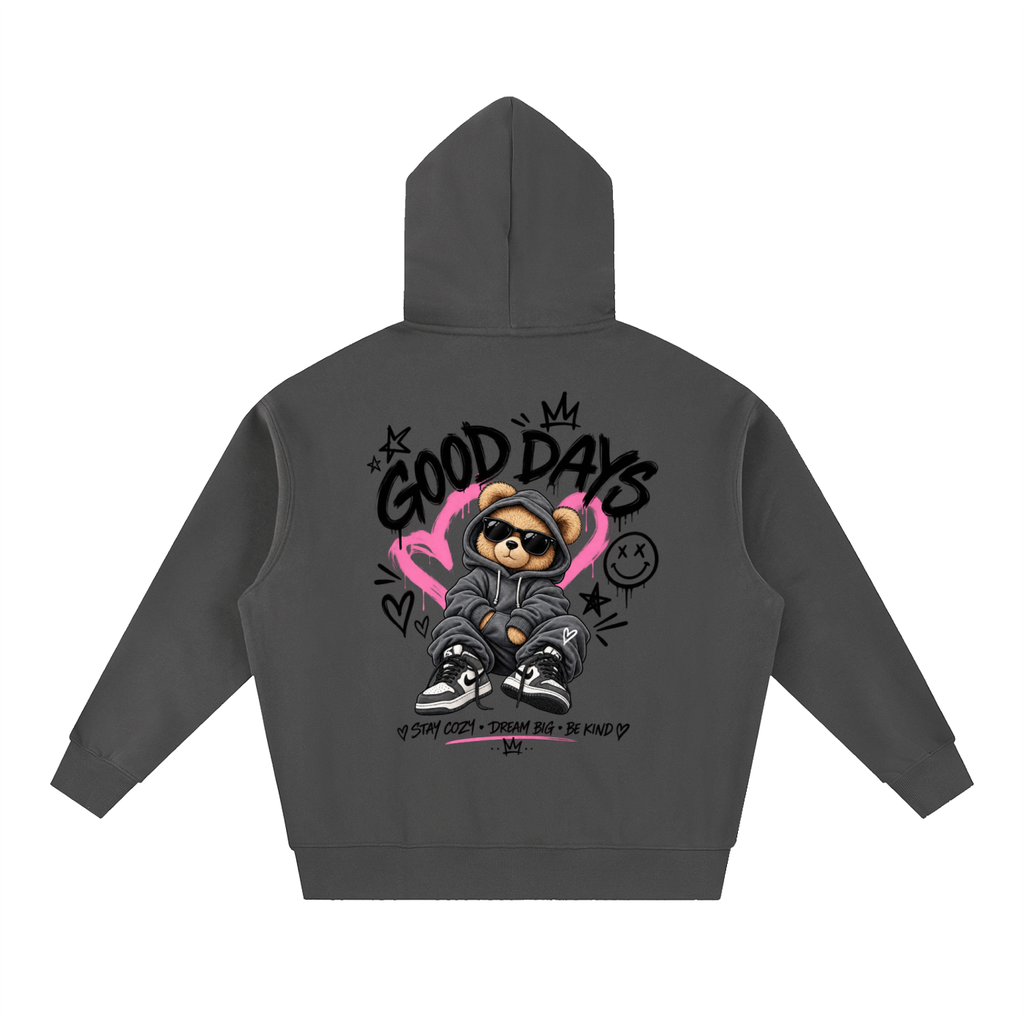 Essential Oversized Boxy Fit Fleece Hoodie - Good Days Graphic