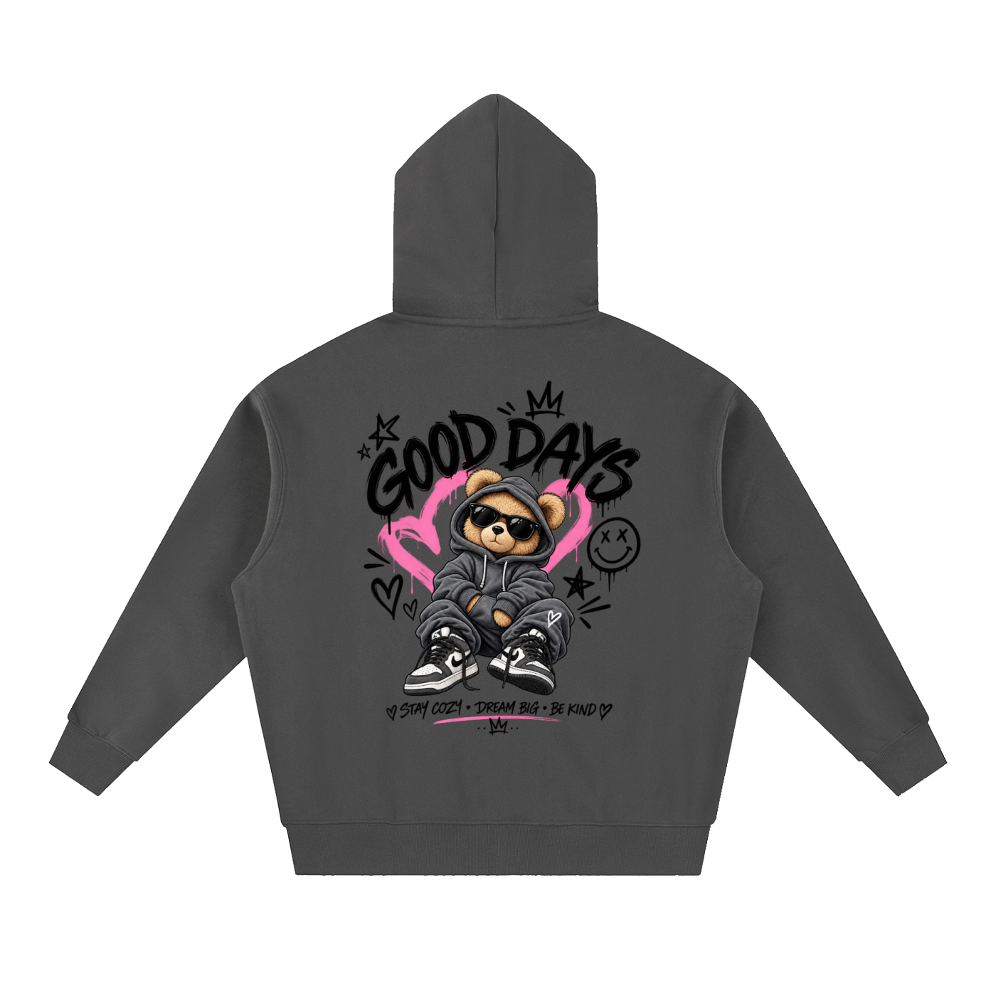 Essential Oversized Boxy Fit Fleece Hoodie - Good Days Graphic