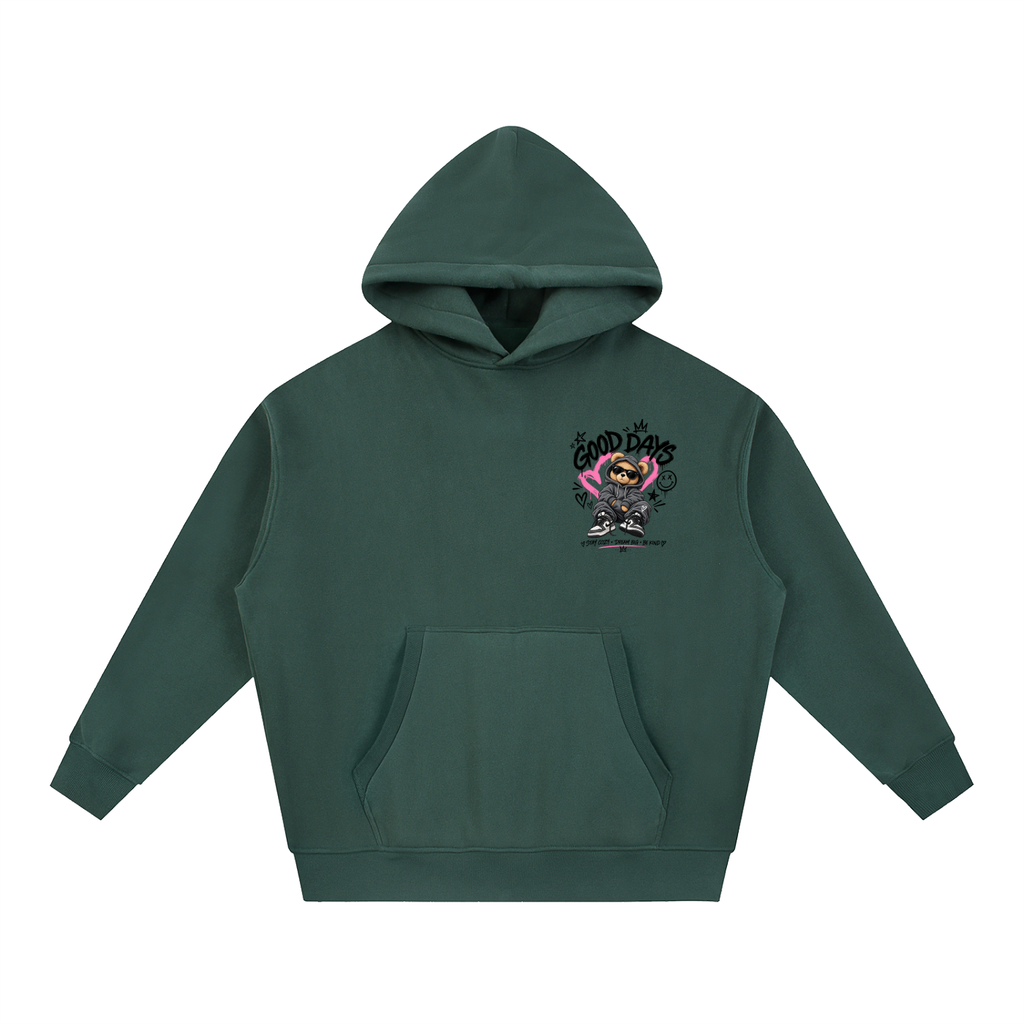 Essential Oversized Boxy Fit Fleece Hoodie - Good Days Graphic