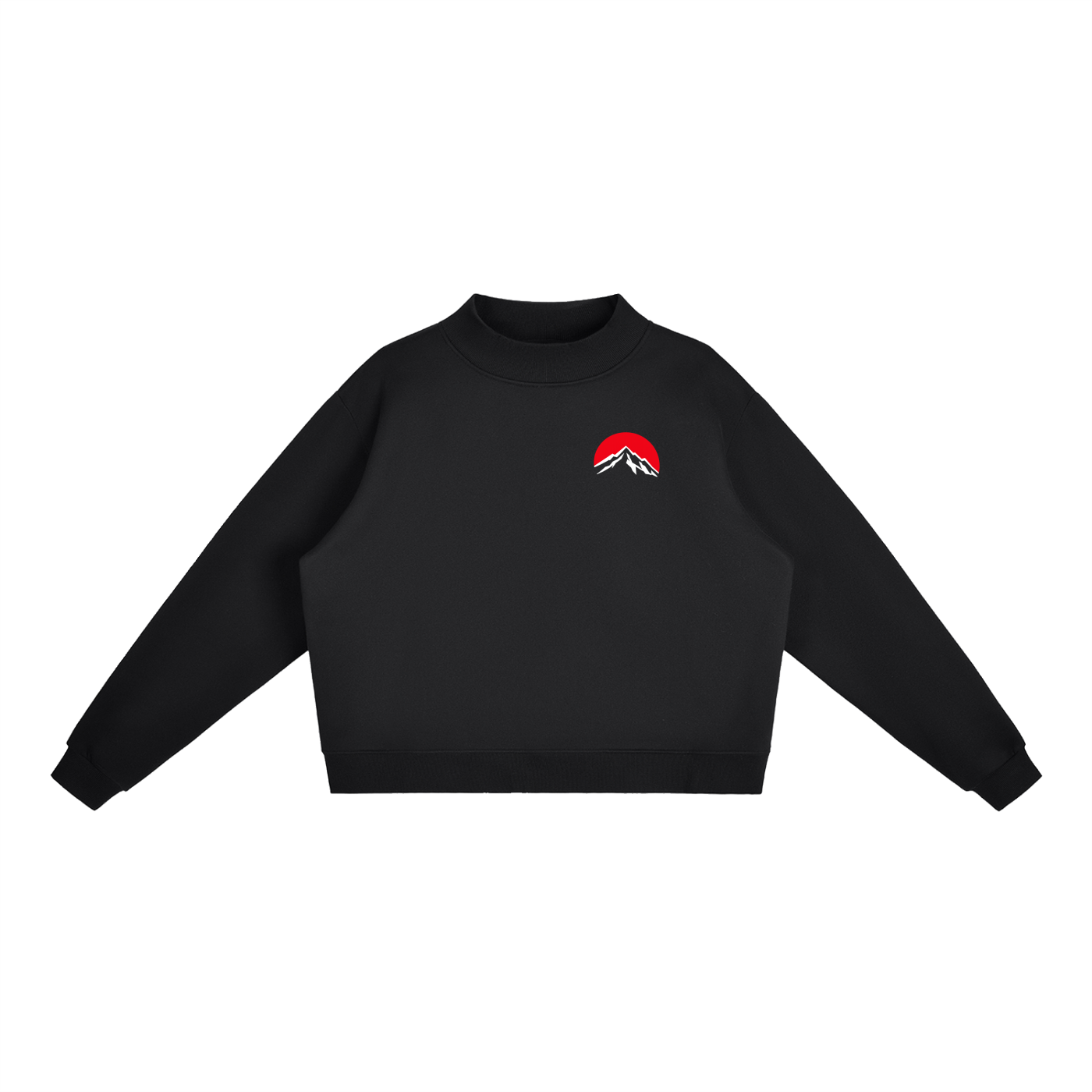 Red Summit Graphic - Essential Fleece Mock-Neck Crew Sweatshirt