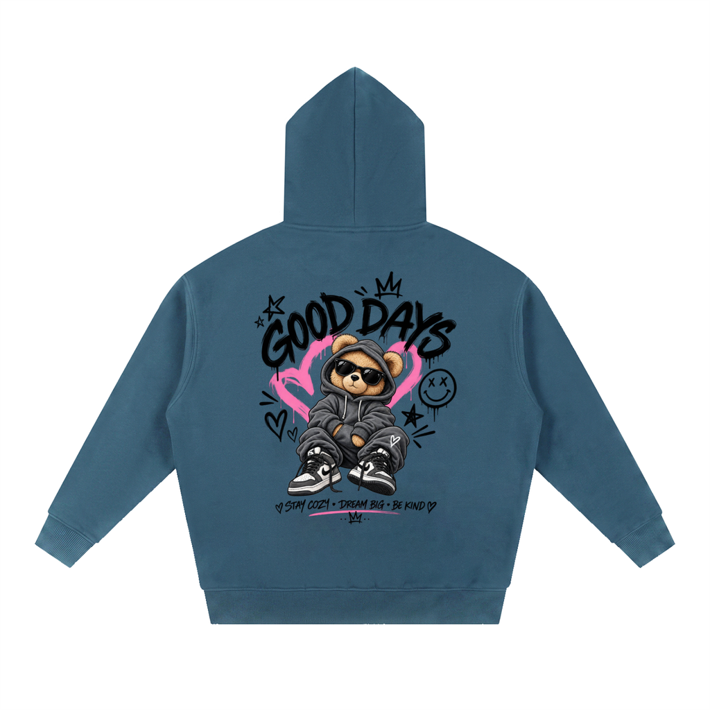 Essential Oversized Boxy Fit Fleece Hoodie - Good Days Graphic