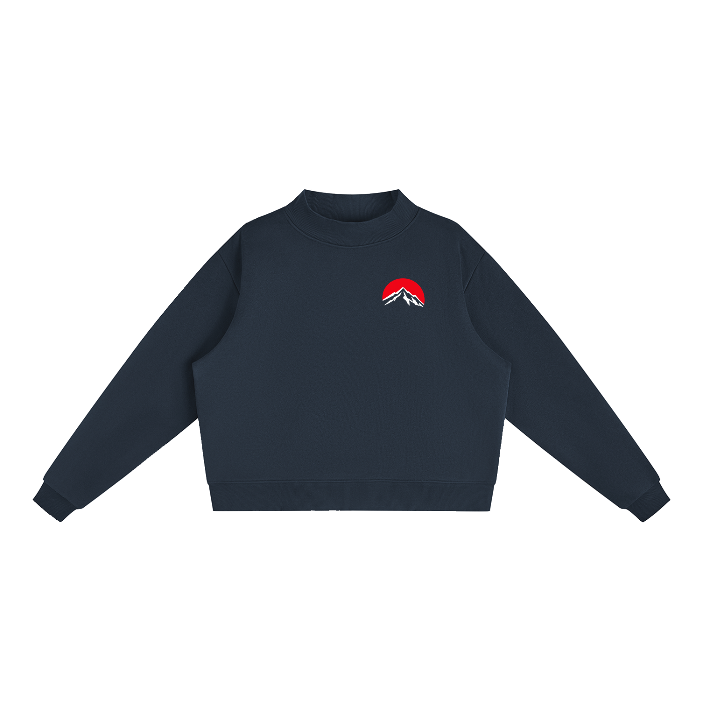 Red Summit Graphic - Essential Fleece Mock-Neck Crew Sweatshirt