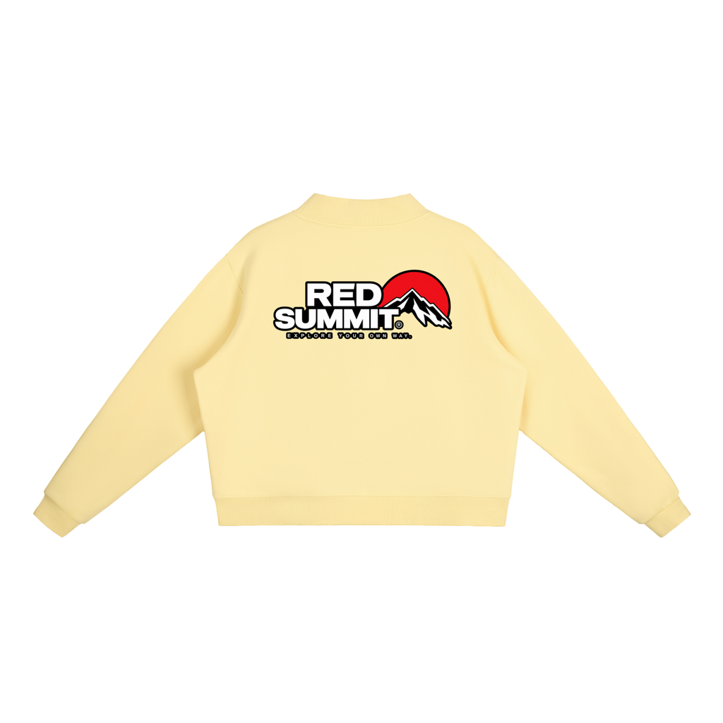 Red Summit Graphic - Essential Fleece Mock-Neck Crew Sweatshirt