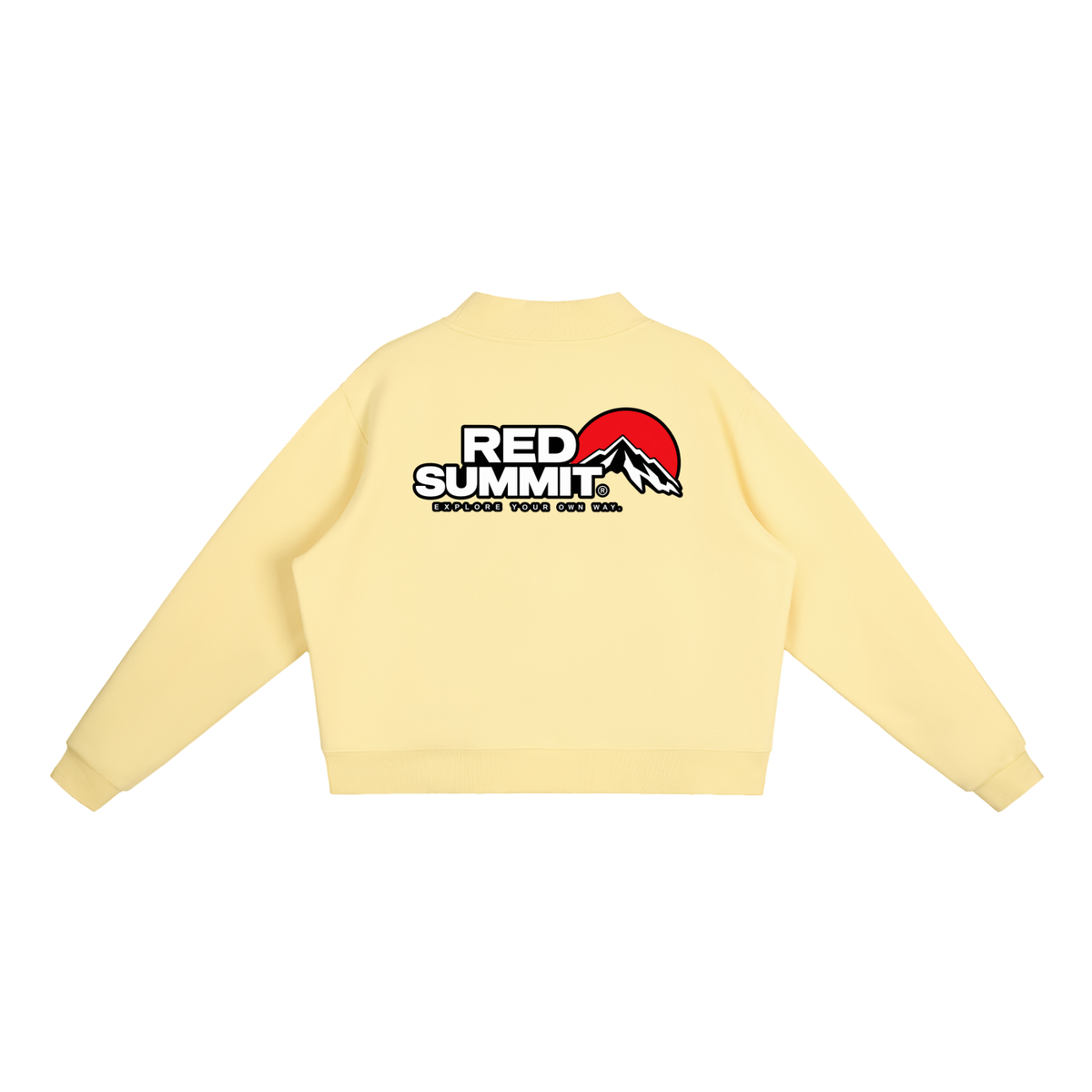Red Summit Graphic - Essential Fleece Mock-Neck Crew Sweatshirt