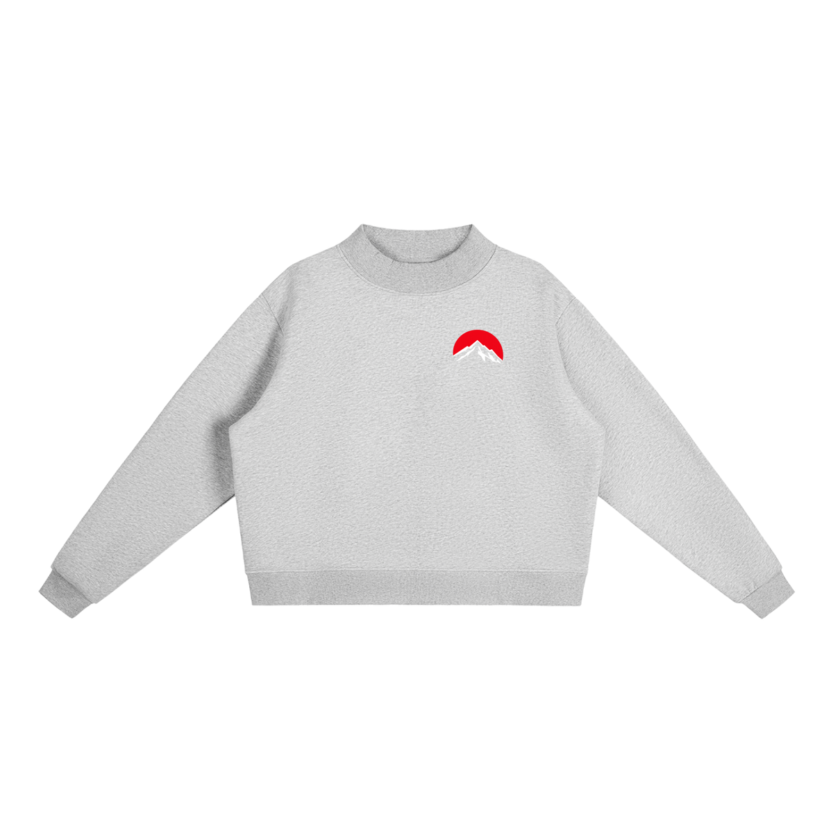 Red Summit Graphic - Essential Fleece Mock-Neck Crew Sweatshirt
