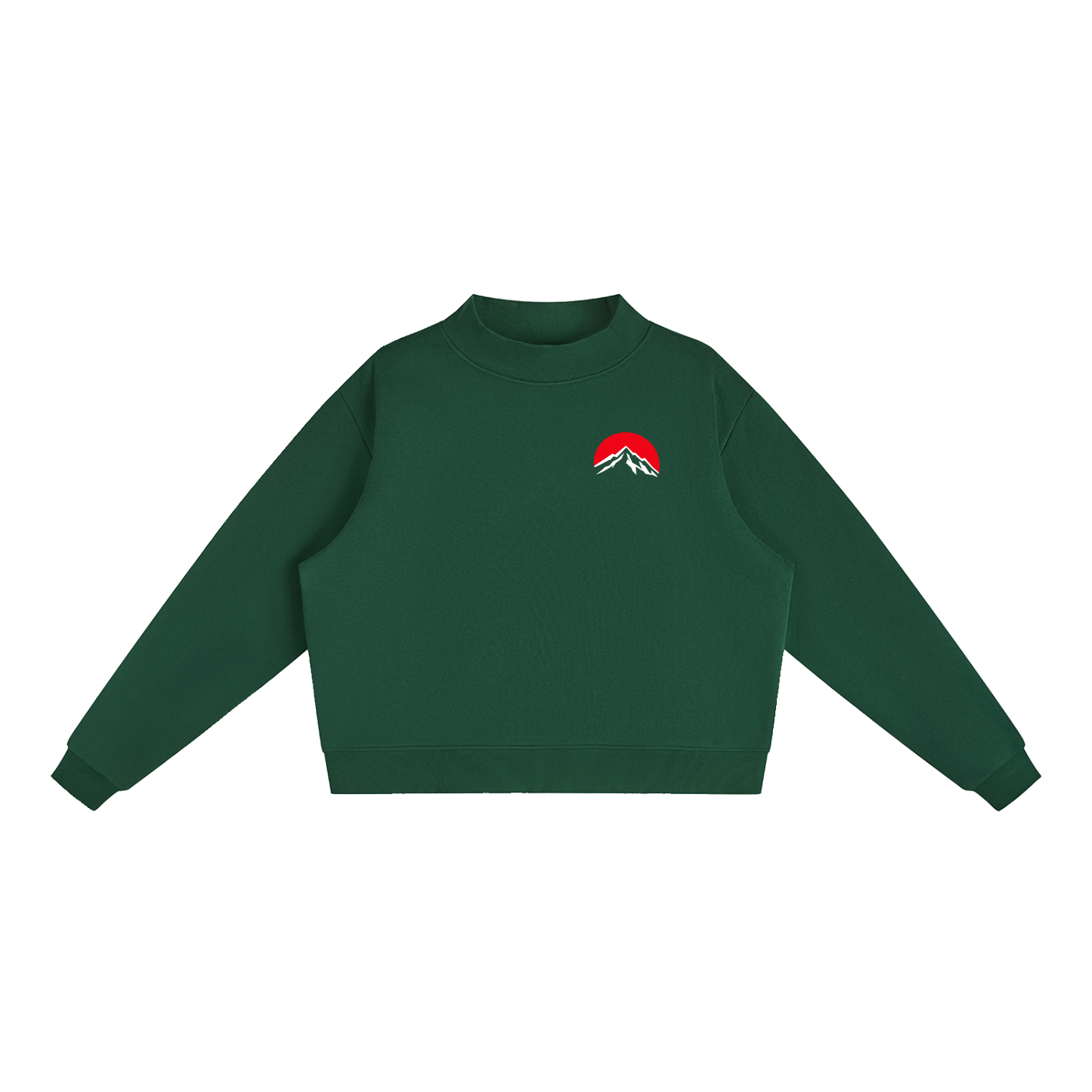 Red Summit Graphic - Essential Fleece Mock-Neck Crew Sweatshirt