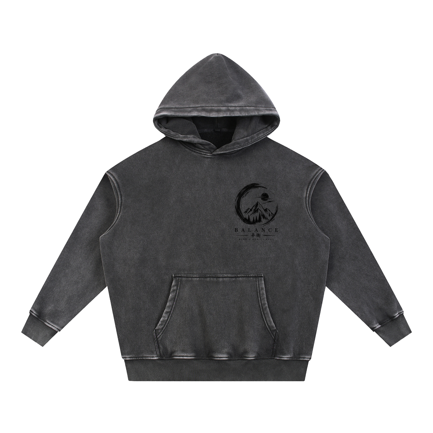 Snow Wash Fleece Oversize Hoodie - Balance Graphic