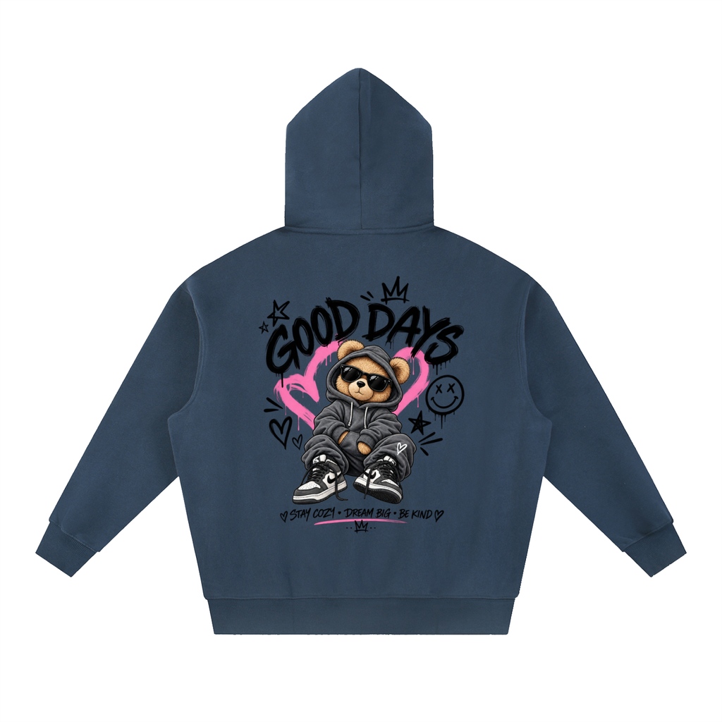 Essential Oversized Boxy Fit Fleece Hoodie - Good Days Graphic