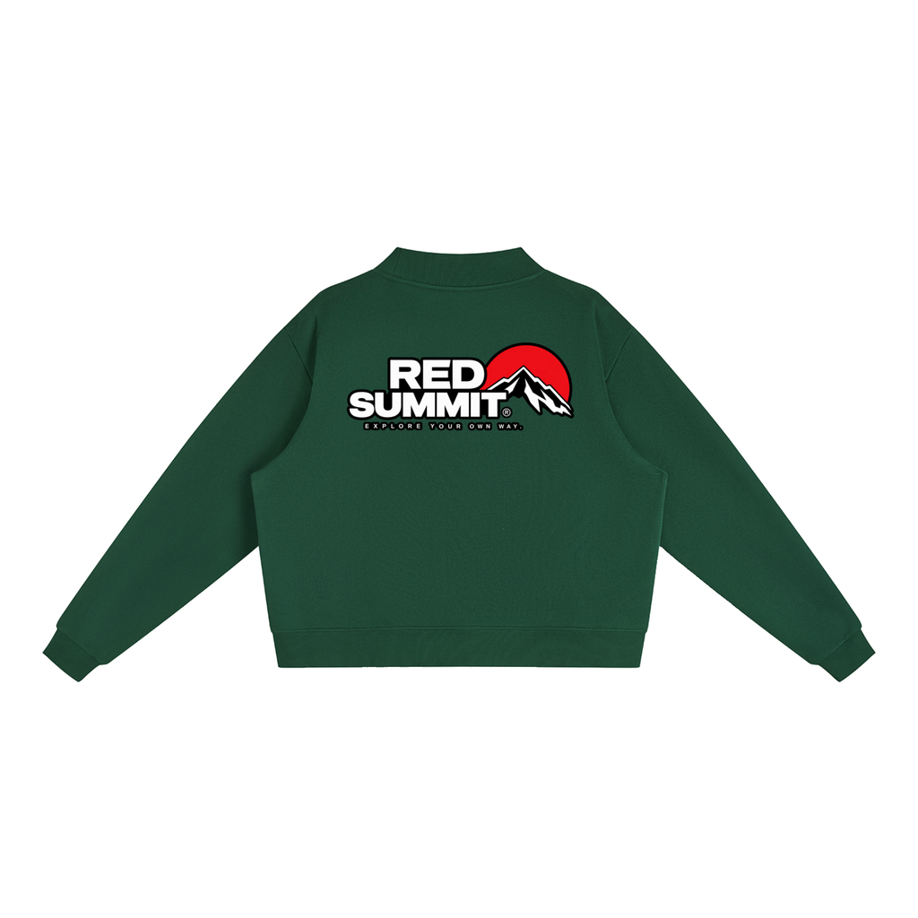 Red Summit Graphic - Essential Fleece Mock-Neck Crew Sweatshirt