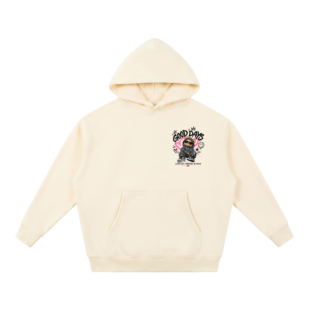 Essential Oversized Boxy Fit Fleece Hoodie - Good Days Graphic