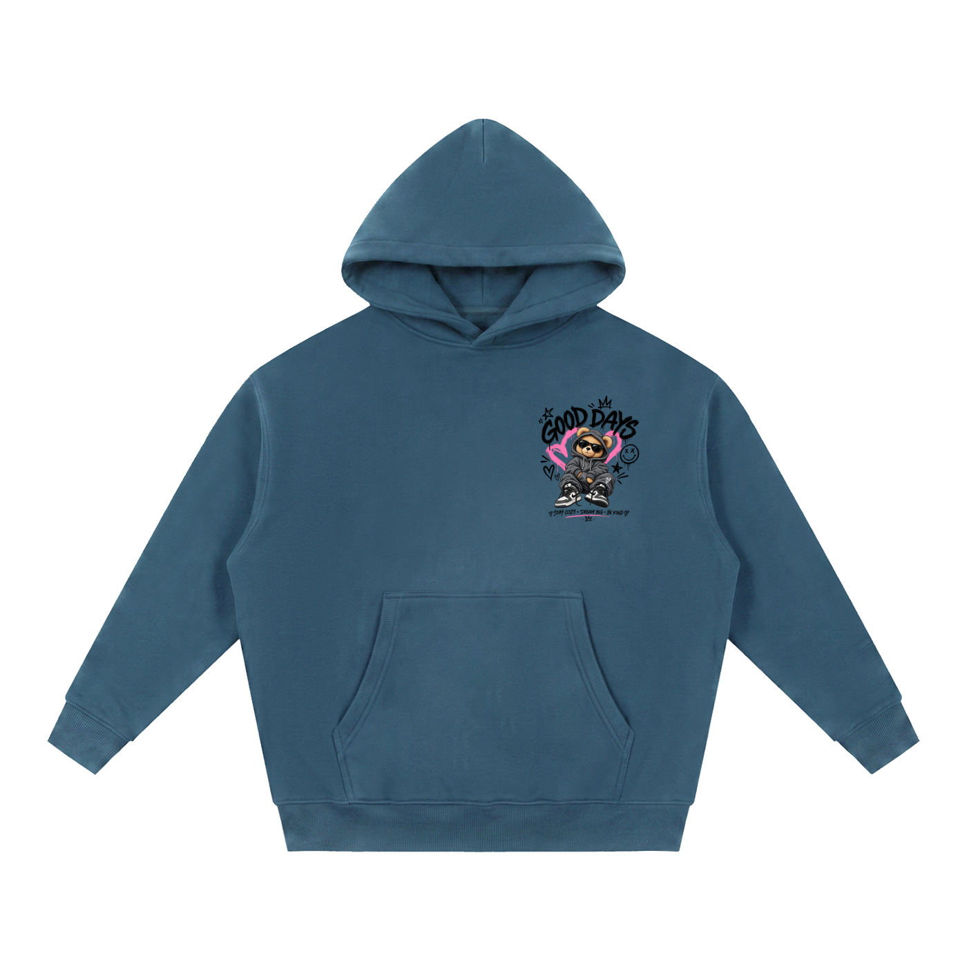 Essential Oversized Boxy Fit Fleece Hoodie - Good Days Graphic