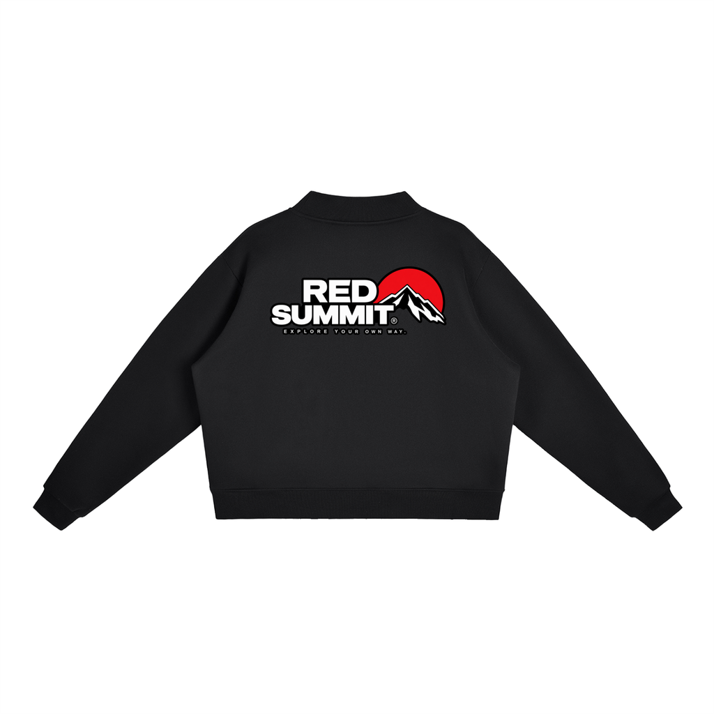 Red Summit Graphic - Essential Fleece Mock-Neck Crew Sweatshirt