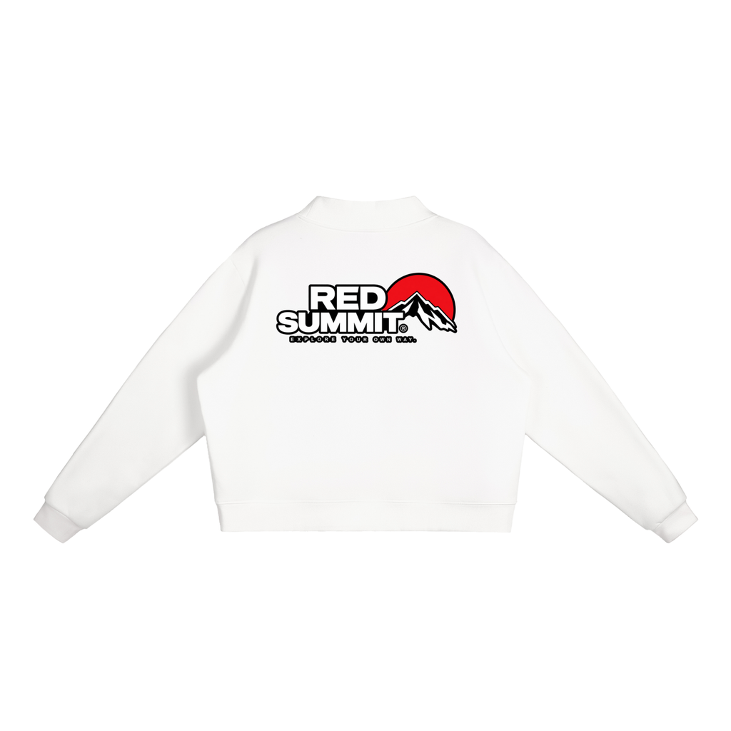 Red Summit Graphic - Essential Fleece Mock-Neck Crew Sweatshirt
