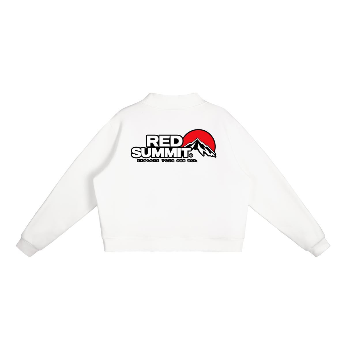 Red Summit Graphic - Essential Fleece Mock-Neck Crew Sweatshirt