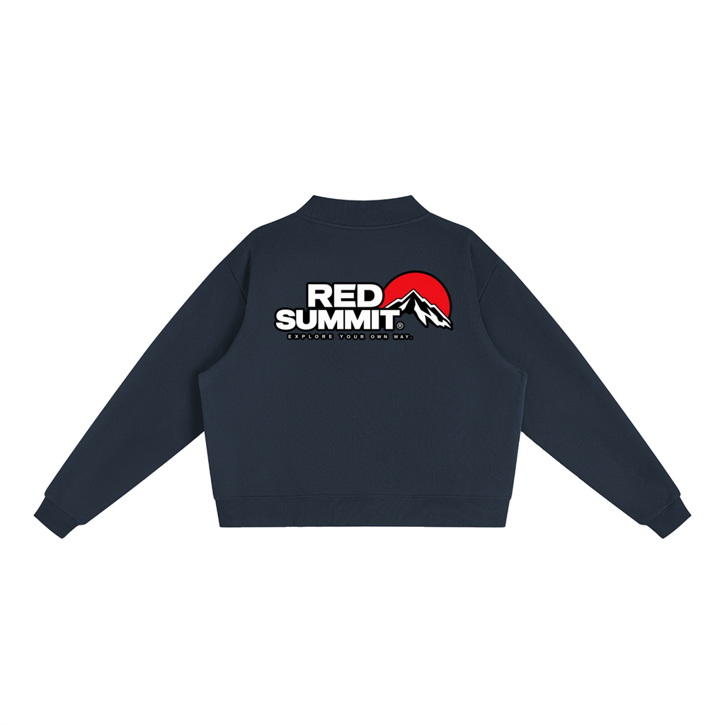 Red Summit Graphic - Essential Fleece Mock-Neck Crew Sweatshirt