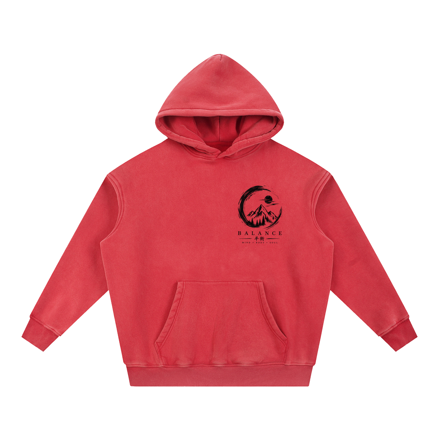 Snow Wash Fleece Oversize Hoodie - Balance Graphic