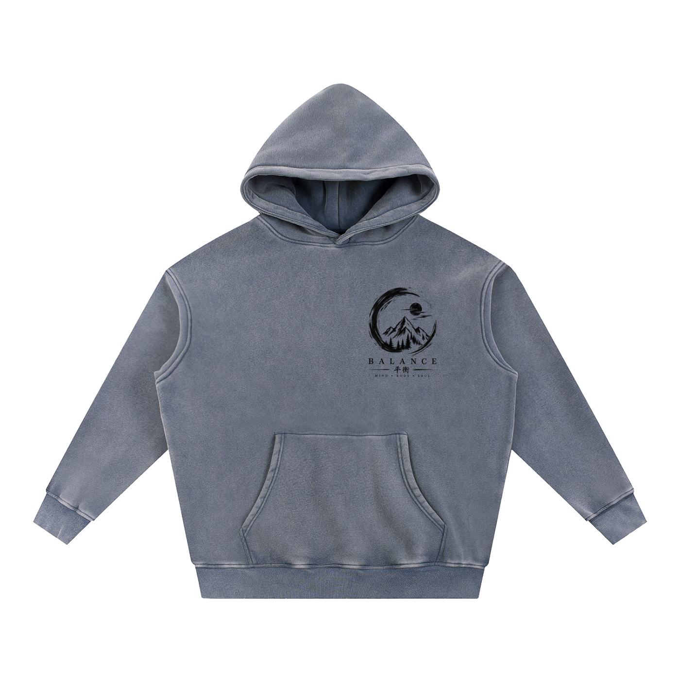 Snow Wash Fleece Oversize Hoodie - Balance Graphic