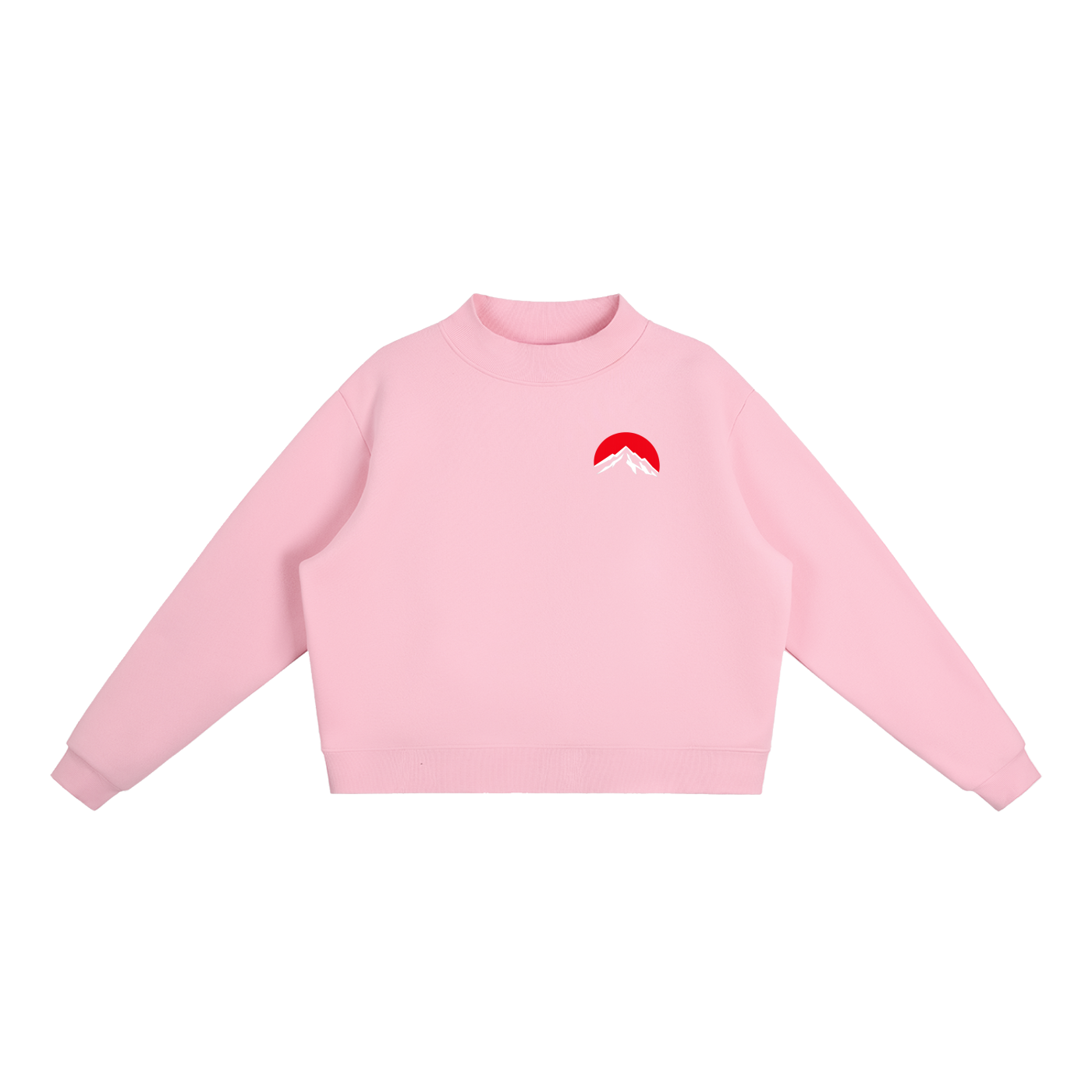 Red Summit Graphic - Essential Fleece Mock-Neck Crew Sweatshirt