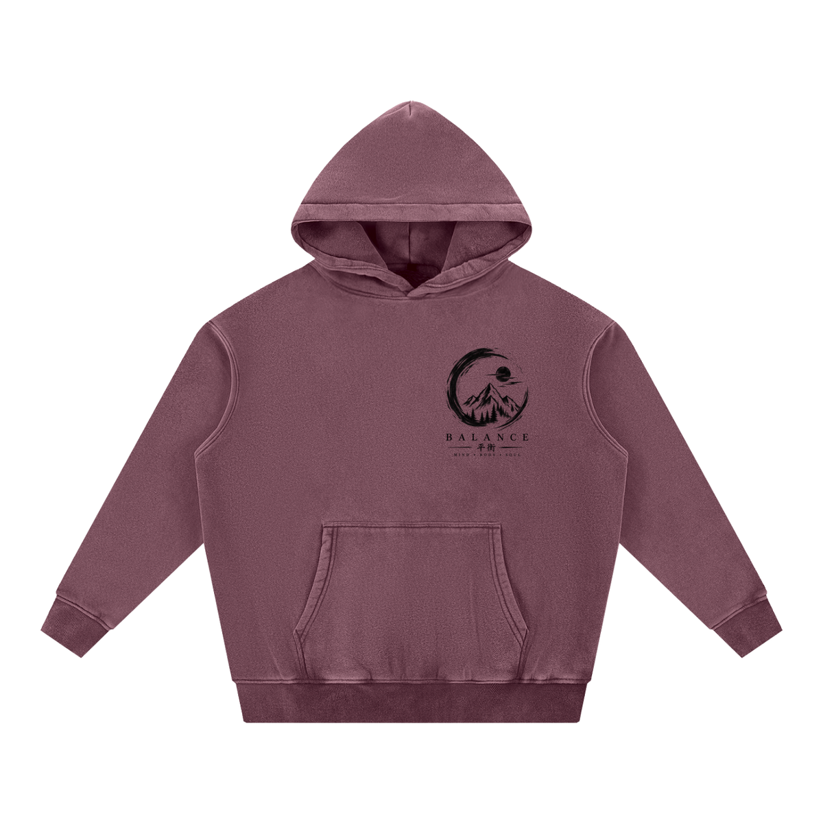 Snow Wash Fleece Oversize Hoodie - Balance Graphic