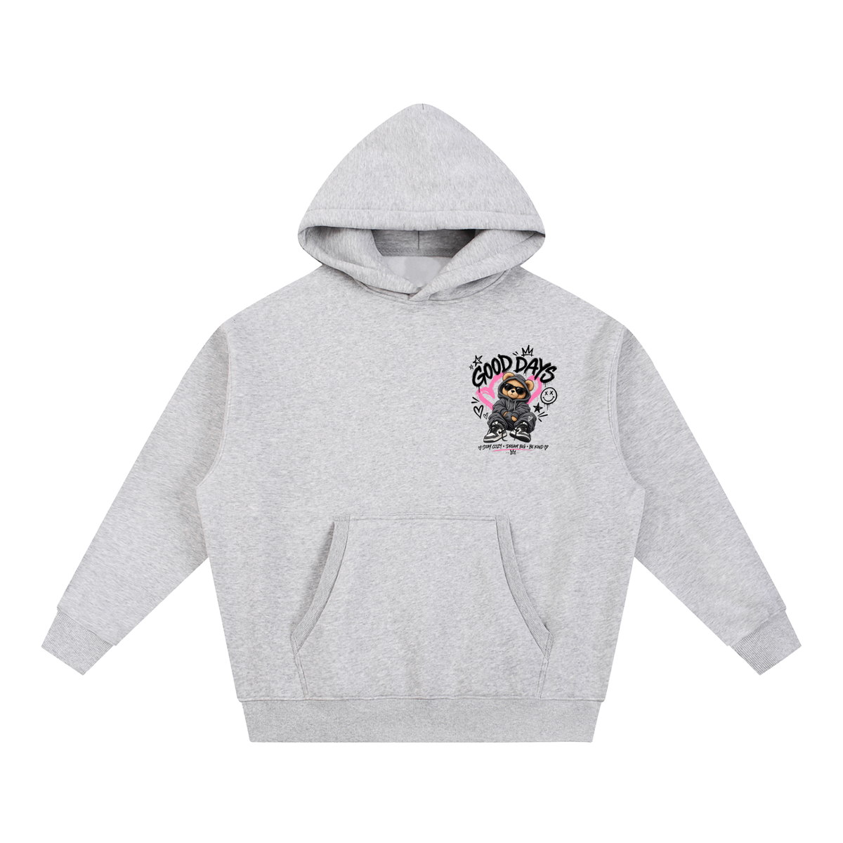 Essential Oversized Boxy Fit Fleece Hoodie - Good Days Graphic
