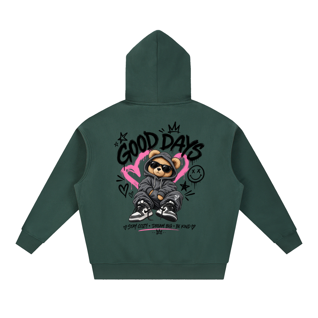 Essential Oversized Boxy Fit Fleece Hoodie - Good Days Graphic