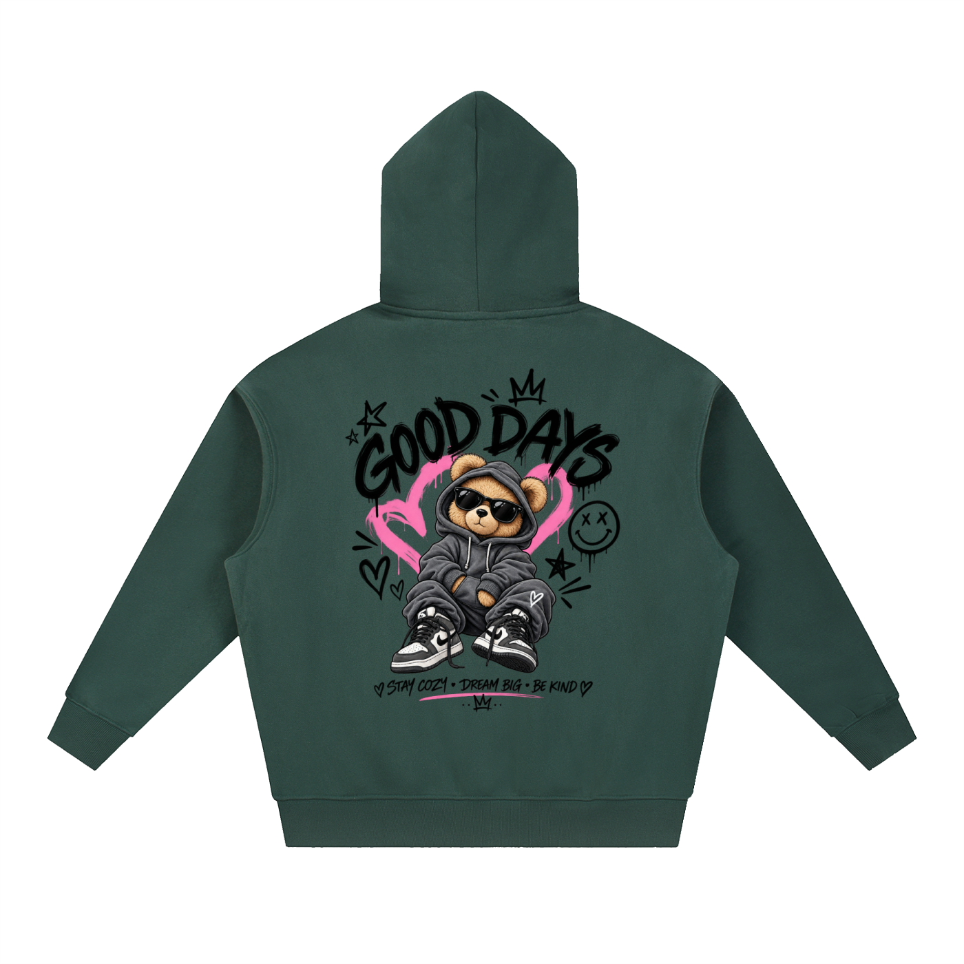 Essential Oversized Boxy Fit Fleece Hoodie - Good Days Graphic